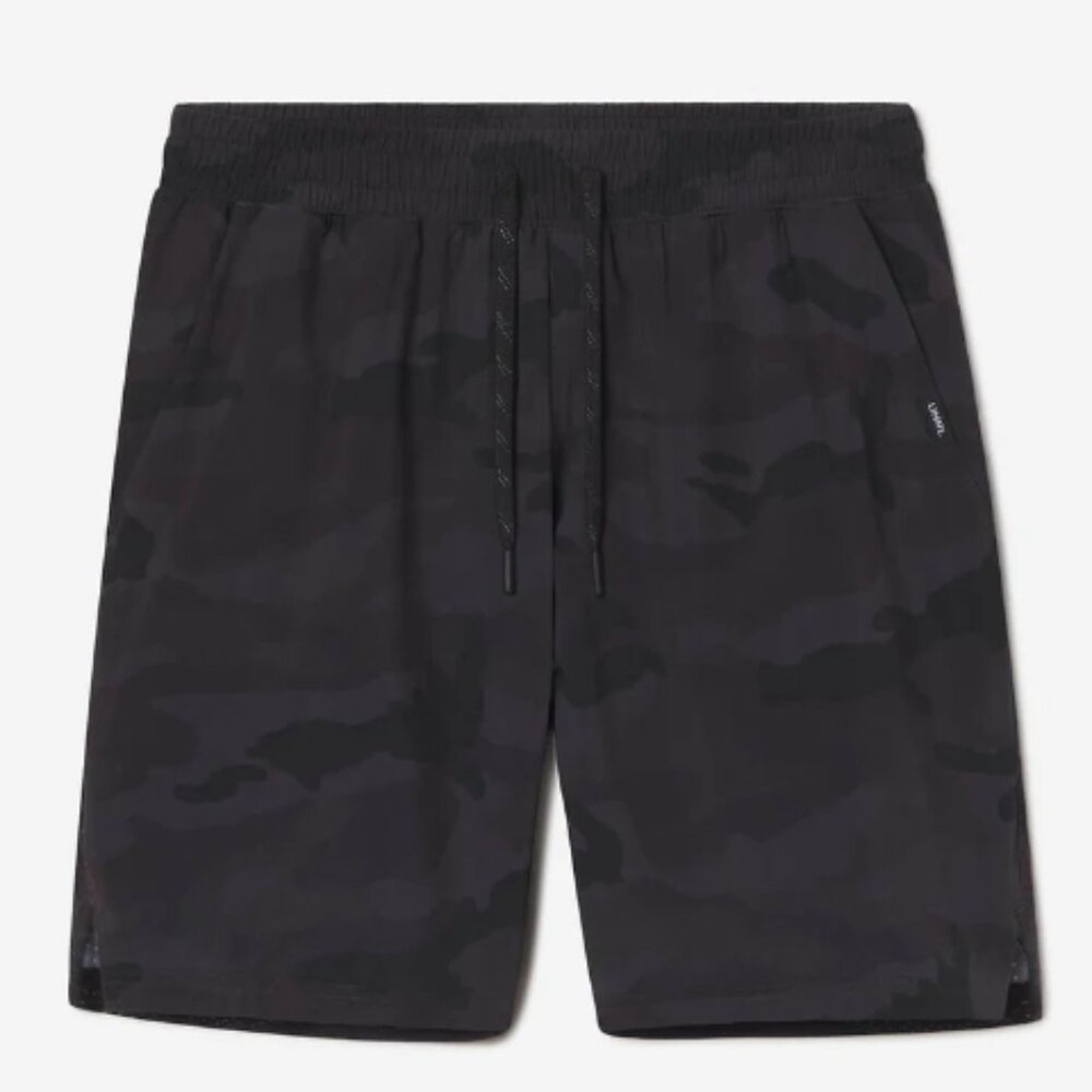 Men's Black Camo Athletic Shorts with Elastic Waist